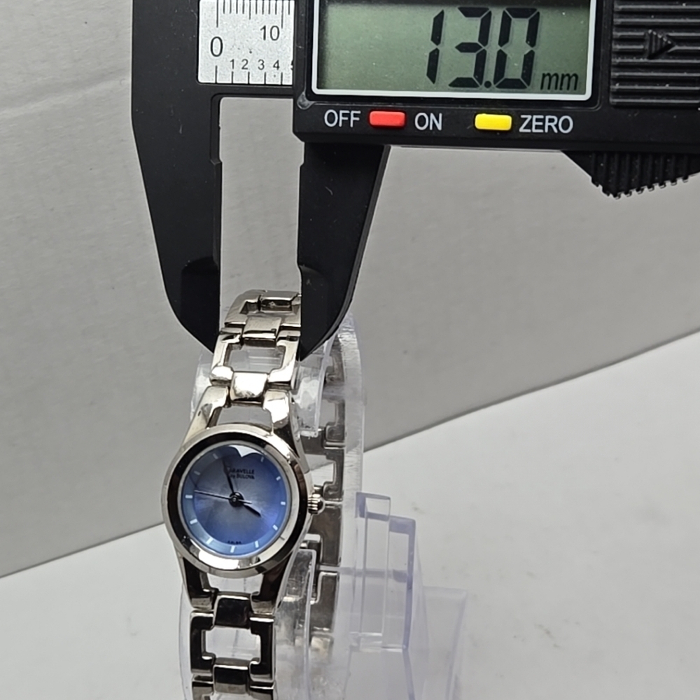 Rare Womens Caravelle By Bulova Watch 23mm Silver Tone Blue Dial New Battery - Picture 6 of 10